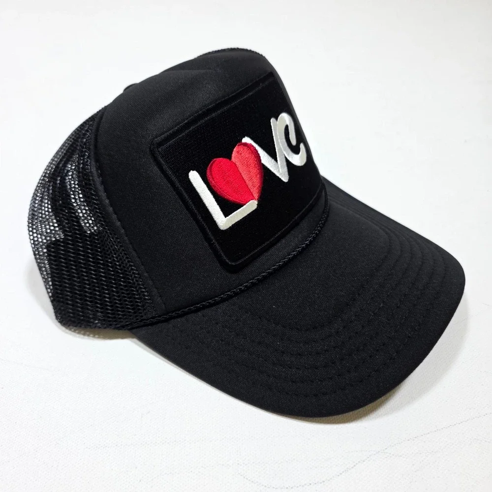 Port Sandz Trucker Hat Sufer Black Love Patch Snapback Mesh Cap Beach